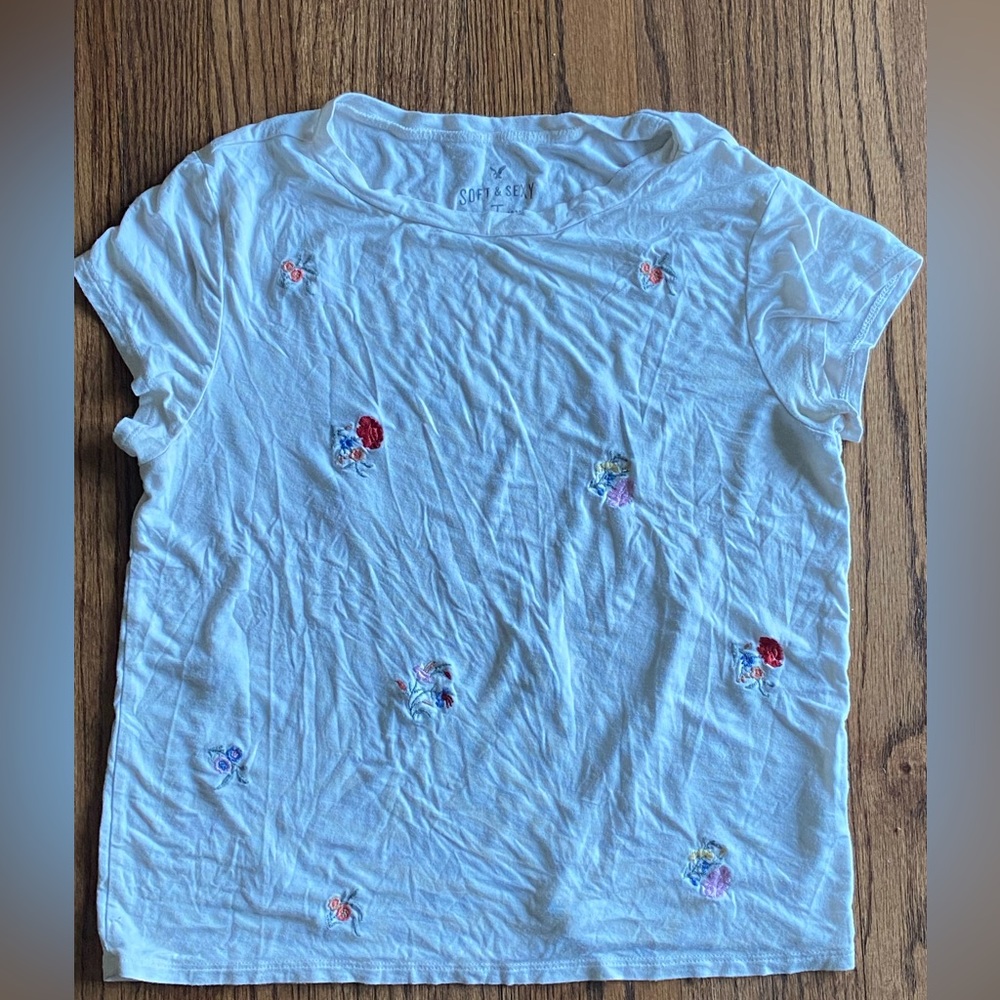 Embroidered Floral Soft & Sexy T-Shirt